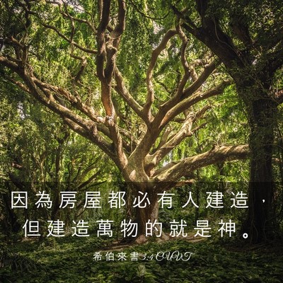 Picture 03 - 希 伯 來 書 3:4 CUVT - 因 為 房 屋 都 必 有 人 建 造 ， 但 - Bible Verse Picture