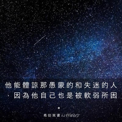 Picture 03 - 希 伯 來 書 5:2 CUVT - 他 能 體 諒 那 愚 蒙 的 和 失 迷 的 - Bible Verse Picture