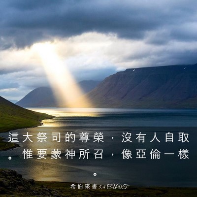 Picture 03 - 希 伯 來 書 5:4 CUVT - 這 大 祭 司 的 尊 榮 ， 沒 有 人 自 - Bible Verse Picture