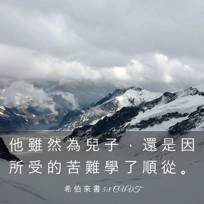 Picture 03 - 希 伯 來 書 5:8 CUVT - 他 雖 然 為 兒 子 ， 還 是 因 所 受 - Bible Verse Picture