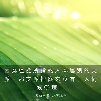 Picture 03 - 希 伯 來 書 7:13 CUVT - 因 為 這 話 所 指 的 人 本 屬 別 的 - Bible Verse Picture