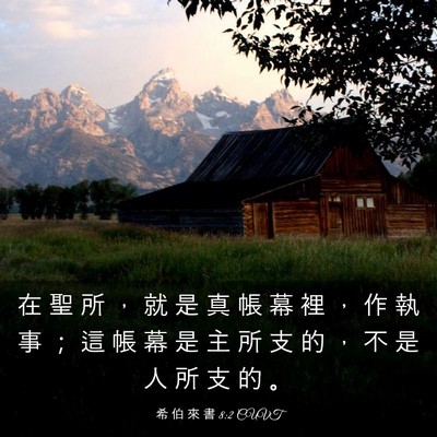 Picture 03 - 希 伯 來 書 8:2 CUVT - 在 聖 所 ， 就 是 真 帳 幕 裡 ， 作 - Bible Verse Picture