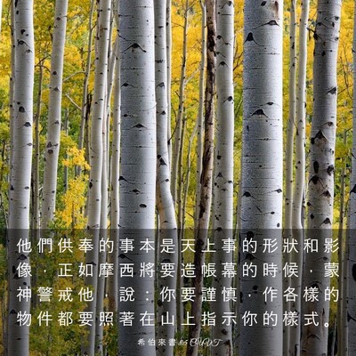 Picture 03 - 希 伯 來 書 8:5 CUVT - 他 們 供 奉 的 事 本 是 天 上 事 的 - Bible Verse Picture