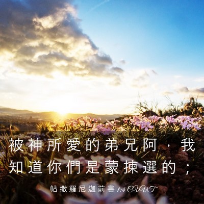 Picture 03 - 帖 撒 羅 尼 迦 前 書 1:4 CUVT - 被 神 所 愛 的 弟 兄 阿 ， 我 知 道 - Bible Verse Picture