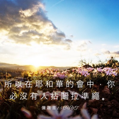Picture 03 - 彌 迦 書 2:5 CUVT - 所 以 在 耶 和 華 的 會 中 ， 你 必 - Bible Verse Picture