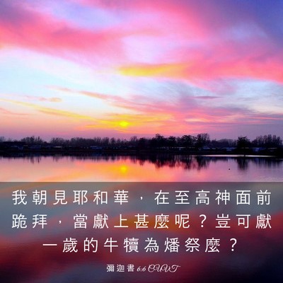 Picture 03 - 彌 迦 書 6:6 CUVT - 我 朝 見 耶 和 華 ， 在 至 高 神 面 - Bible Verse Picture