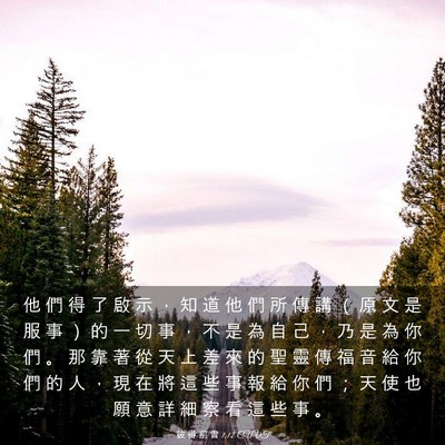 Picture 03 - 彼 得 前 書 1:12 CUVT - 他 們 得 了 啟 示 ， 知 道 他 們 所 - Bible Verse Picture