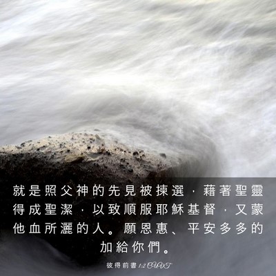 Picture 03 - 彼 得 前 書 1:2 CUVT - 就 是 照 父 神 的 先 見 被 揀 選 ， - Bible Verse Picture