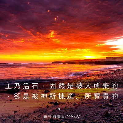 Picture 03 - 彼 得 前 書 2:4 CUVT - 主 乃 活 石 ， 固 然 是 被 人 所 棄 - Bible Verse Picture