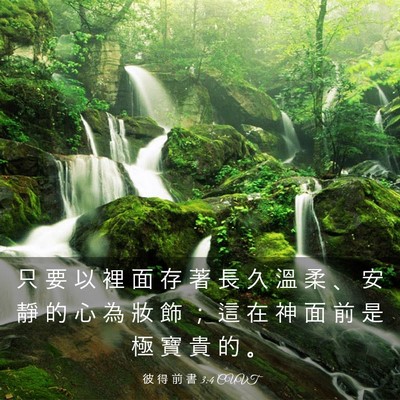 Picture 03 - 彼 得 前 書 3:4 CUVT - 只 要 以 裡 面 存 著 長 久 溫 柔 、 - Bible Verse Picture