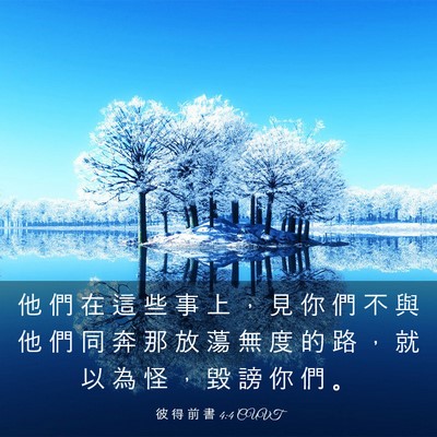 Picture 03 - 彼 得 前 書 4:4 CUVT - 他 們 在 這 些 事 上 ， 見 你 們 不 - Bible Verse Picture