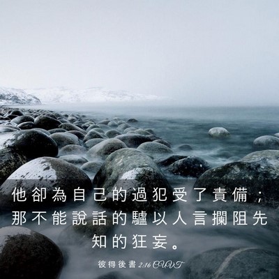 Picture 03 - 彼 得 後 書 2:16 CUVT - 他 卻 為 自 己 的 過 犯 受 了 責 備 - Bible Verse Picture