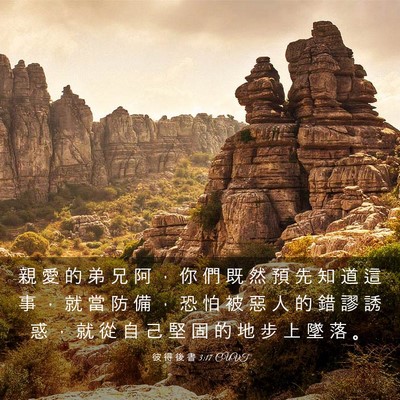 Picture 03 - 彼 得 後 書 3:17 CUVT - 親 愛 的 弟 兄 阿 ， 你 們 既 然 預 - Bible Verse Picture