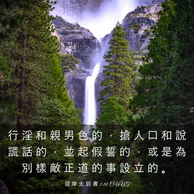 Picture 03 - 提 摩 太 前 書 1:10 CUVT - 行 淫 和 親 男 色 的 ， 搶 人 口 和 - Bible Verse Picture