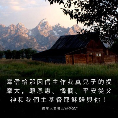 Picture 03 - 提 摩 太 前 書 1:2 CUVT - 寫 信 給 那 因 信 主 作 我 真 兒 子 - Bible Verse Picture