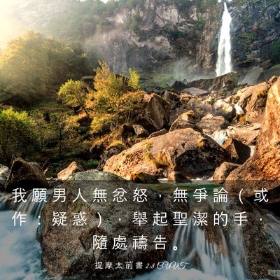 Picture 03 - 提 摩 太 前 書 2:8 CUVT - 我 願 男 人 無 忿 怒 ， 無 爭 論 （ - Bible Verse Picture