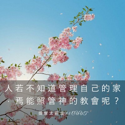 Picture 03 - 提 摩 太 前 書 3:5 CUVT - 人 若 不 知 道 管 理 自 己 的 家 ， - Bible Verse Picture