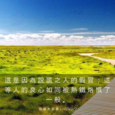 Picture 03 - 提 摩 太 前 書 4:2 CUVT - 這 是 因 為 說 謊 之 人 的 假 冒 ； - Bible Verse Picture
