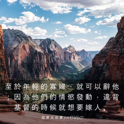 Picture 03 - 提 摩 太 前 書 5:11 CUVT - 至 於 年 輕 的 寡 婦 , 就 可 以 辭 - Bible Verse Picture