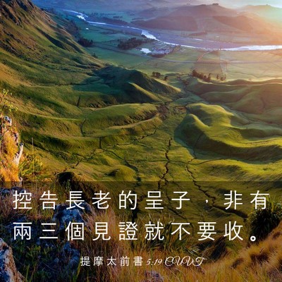 Picture 03 - 提 摩 太 前 書 5:19 CUVT - 控 告 長 老 的 呈 子 ， 非 有 兩 三 - Bible Verse Picture