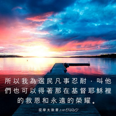 Picture 03 - 提 摩 太 後 書 2:10 CUVT - 所 以 我 為 選 民 凡 事 忍 耐 ， 叫 - Bible Verse Picture
