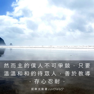 Picture 03 - 提 摩 太 後 書 2:24 CUVT - 然 而 主 的 僕 人 不 可 爭 競 ， 只 - Bible Verse Picture