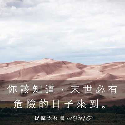 Picture 03 - 提 摩 太 後 書 3:1 CUVT - 你 該 知 道 ， 末 世 必 有 危 險 的 - Bible Verse Picture