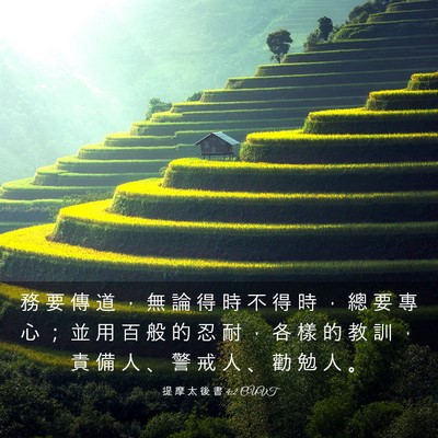 Picture 03 - 提 摩 太 後 書 4:2 CUVT - 務 要 傳 道 ， 無 論 得 時 不 得 時 - Bible Verse Picture