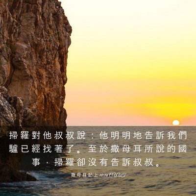 Picture 03 - 撒 母 耳 記 上 10:16 CUVT - 掃 羅 對 他 叔 叔 說 ： 他 明 明 地 - Bible Verse Picture