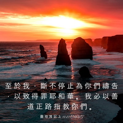 Picture 03 - 撒 母 耳 記 上 12:23 CUVT - 至 於 我 ， 斷 不 停 止 為 你 們 禱 - Bible Verse Picture