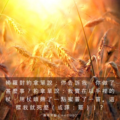 Picture 03 - 撒 母 耳 記 上 14:43 CUVT - 掃 羅 對 約 拿 單 說 ： 你 告 訴 我 - Bible Verse Picture