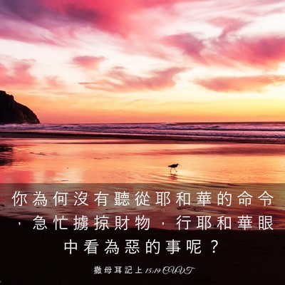 Picture 03 - 撒 母 耳 記 上 15:19 CUVT - 你 為 何 沒 有 聽 從 耶 和 華 的 命 - Bible Verse Picture