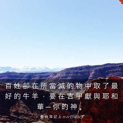 Picture 03 - 撒 母 耳 記 上 15:21 CUVT - 百 姓 卻 在 所 當 滅 的 物 中 取 了 - Bible Verse Picture
