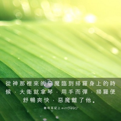 Picture 03 - 撒 母 耳 記 上 16:23 CUVT - 從 神 那 裡 來 的 惡 魔 臨 到 掃 羅 - Bible Verse Picture