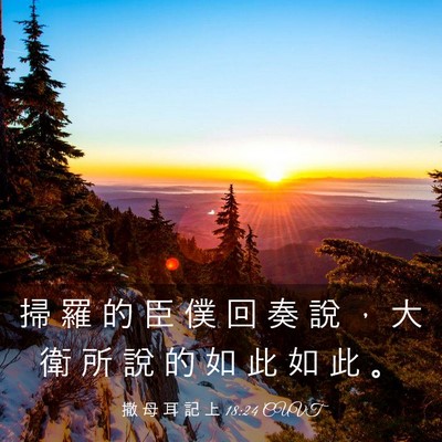 Picture 03 - 撒 母 耳 記 上 18:24 CUVT - 掃 羅 的 臣 僕 回 奏 說 ， 大 衛 所 - Bible Verse Picture