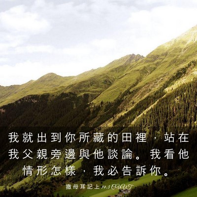 Picture 03 - 撒 母 耳 記 上 19:3 CUVT - 我 就 出 到 你 所 藏 的 田 裡 ， 站 - Bible Verse Picture