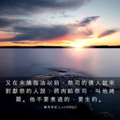 Picture 03 - 撒 母 耳 記 上 2:15 CUVT - 又 在 未 燒 脂 油 以 前 ， 祭 司 的 - Bible Verse Picture