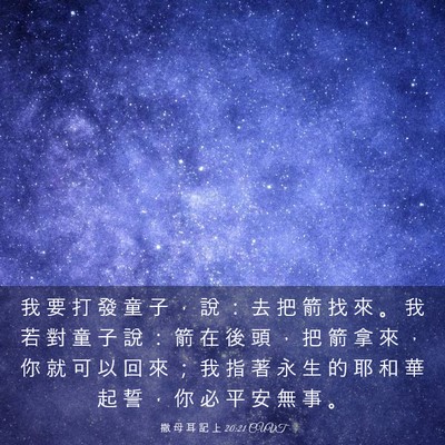Picture 03 - 撒 母 耳 記 上 20:21 CUVT - 我 要 打 發 童 子 ， 說 ： 去 把 箭 - Bible Verse Picture
