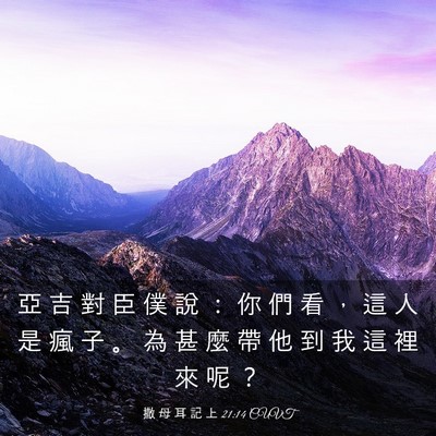 Picture 03 - 撒 母 耳 記 上 21:14 CUVT - 亞 吉 對 臣 僕 說 ： 你 們 看 ， 這 - Bible Verse Picture