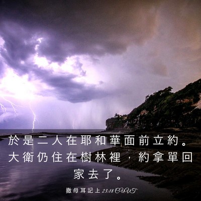 Picture 03 - 撒 母 耳 記 上 23:18 CUVT - 於 是 二 人 在 耶 和 華 面 前 立 約 - Bible Verse Picture