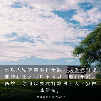 Picture 03 - 撒 母 耳 記 上 23:2 CUVT - 所 以 大 衛 求 問 耶 和 華 說 ： 我 - Bible Verse Picture