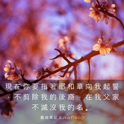 Picture 03 - 撒 母 耳 記 上 24:21 CUVT - 現 在 你 要 指 著 耶 和 華 向 我 起 - Bible Verse Picture