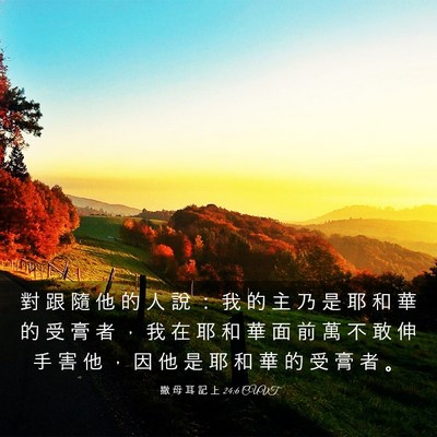 Picture 03 - 撒 母 耳 記 上 24:6 CUVT - 對 跟 隨 他 的 人 說 ： 我 的 主 乃 - Bible Verse Picture