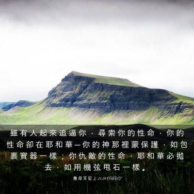 Picture 03 - 撒 母 耳 記 上 25:29 CUVT - 雖 有 人 起 來 追 逼 你 ， 尋 索 你 - Bible Verse Picture