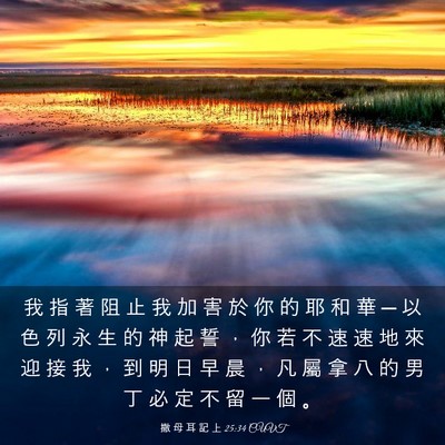 Picture 03 - 撒 母 耳 記 上 25:34 CUVT - 我 指 著 阻 止 我 加 害 於 你 的 耶 - Bible Verse Picture
