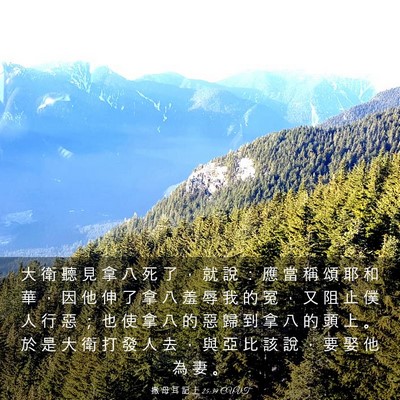 Picture 03 - 撒 母 耳 記 上 25:39 CUVT - 大 衛 聽 見 拿 八 死 了 ， 就 說 ： - Bible Verse Picture