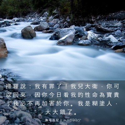 Picture 03 - 撒 母 耳 記 上 26:21 CUVT - 掃 羅 說 ： 我 有 罪 了 ！ 我 兒 大 - Bible Verse Picture