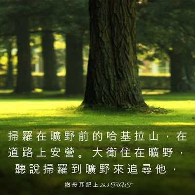 Picture 03 - 撒 母 耳 記 上 26:3 CUVT - 掃 羅 在 曠 野 前 的 哈 基 拉 山 ， - Bible Verse Picture