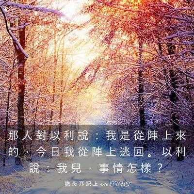 Picture 03 - 撒 母 耳 記 上 4:16 CUVT - 那 人 對 以 利 說 ： 我 是 從 陣 上 - Bible Verse Picture