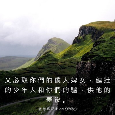 Picture 03 - 撒 母 耳 記 上 8:16 CUVT - 又 必 取 你 們 的 僕 人 婢 女 ， 健 - Bible Verse Picture